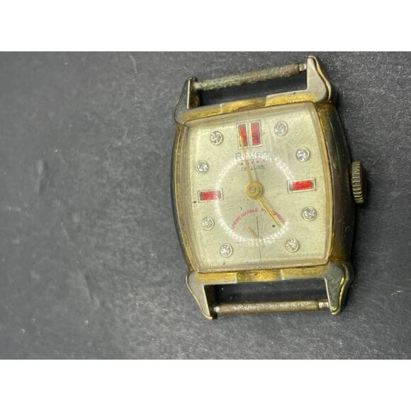 Vintage Rouan Deluxe 1 Jewel Watch Diamond Toole Swiss Made Gold Tone No Band main image 3